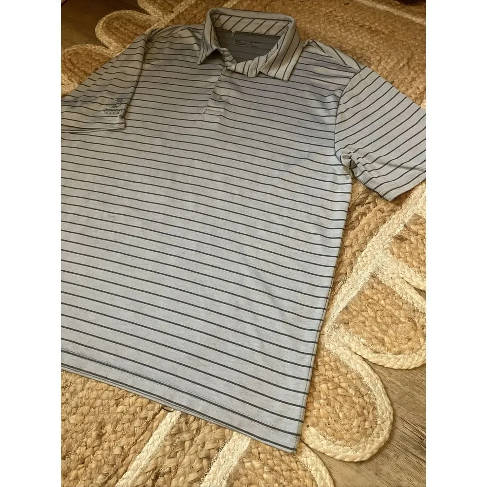 Under‎ Armour Mens XL HeatGear Striped Polo Shirt Grey Piedmont Club Golf Loose